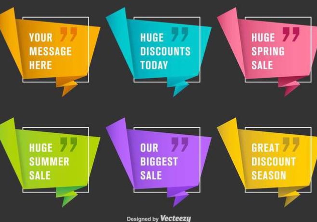 Set Of 6 Promotional Paper Labels - Kostenloses vector #378917